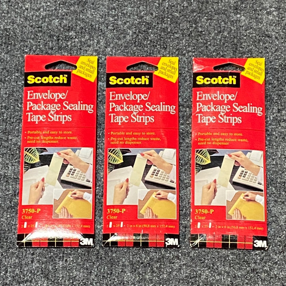VTG Scotch 3750-P Envelope Package Sealing Tape Strips 2x6 Clear 3 Packs 146 TTL